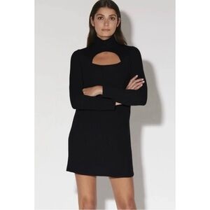 Walter Baker Harlow Cut Out Mock Neck Ribbed Knit Sweater Dress